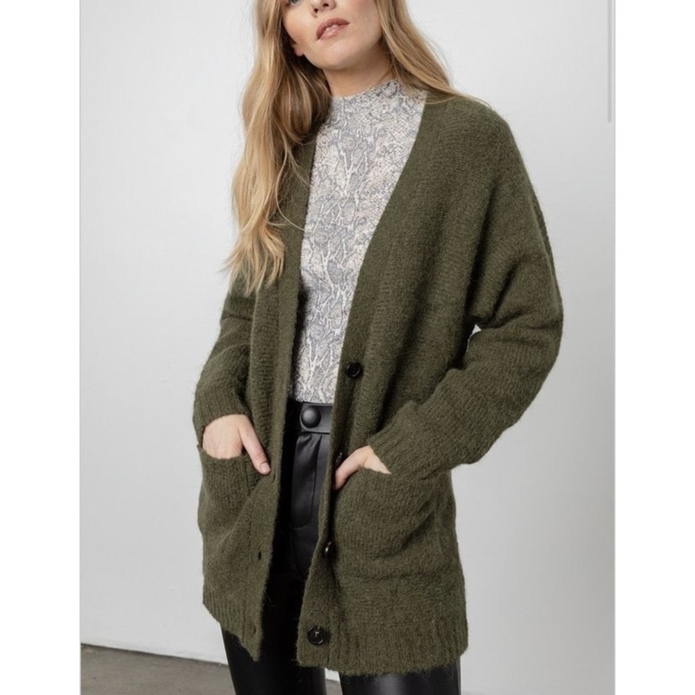 Rails Oslo Cartigan Button Up Wool Alpaca Blend in Olive | Size Small